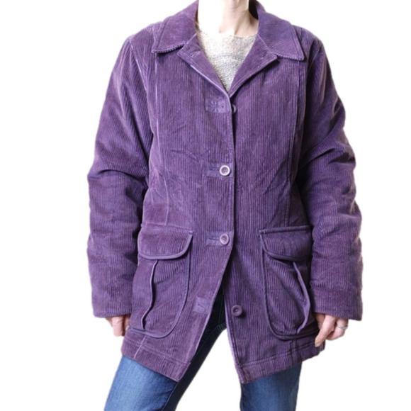 𝅺Size M L.L.Bean Corduroy Jacket Eggplant color Lightly Insulated - Picture 1 of 15